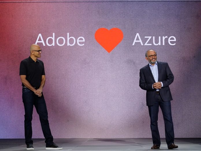Microsoft-CEO Satya Nadella und Adobe-CEO Shantanu Narayen auf der Ignite